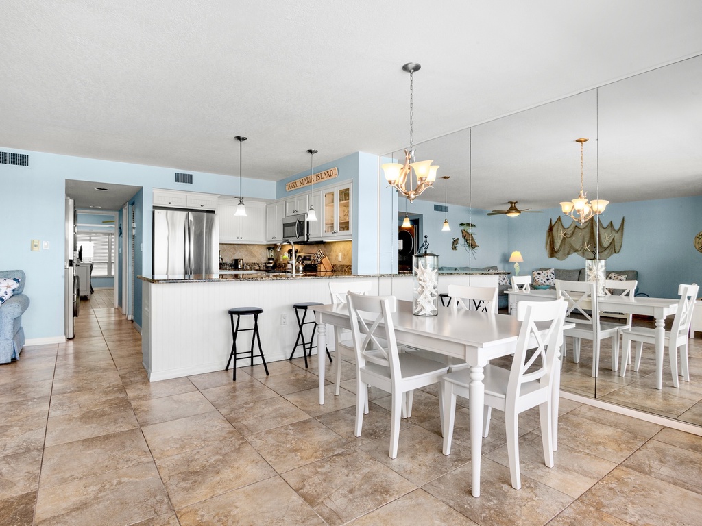 Bright and airy kitchen and dining area