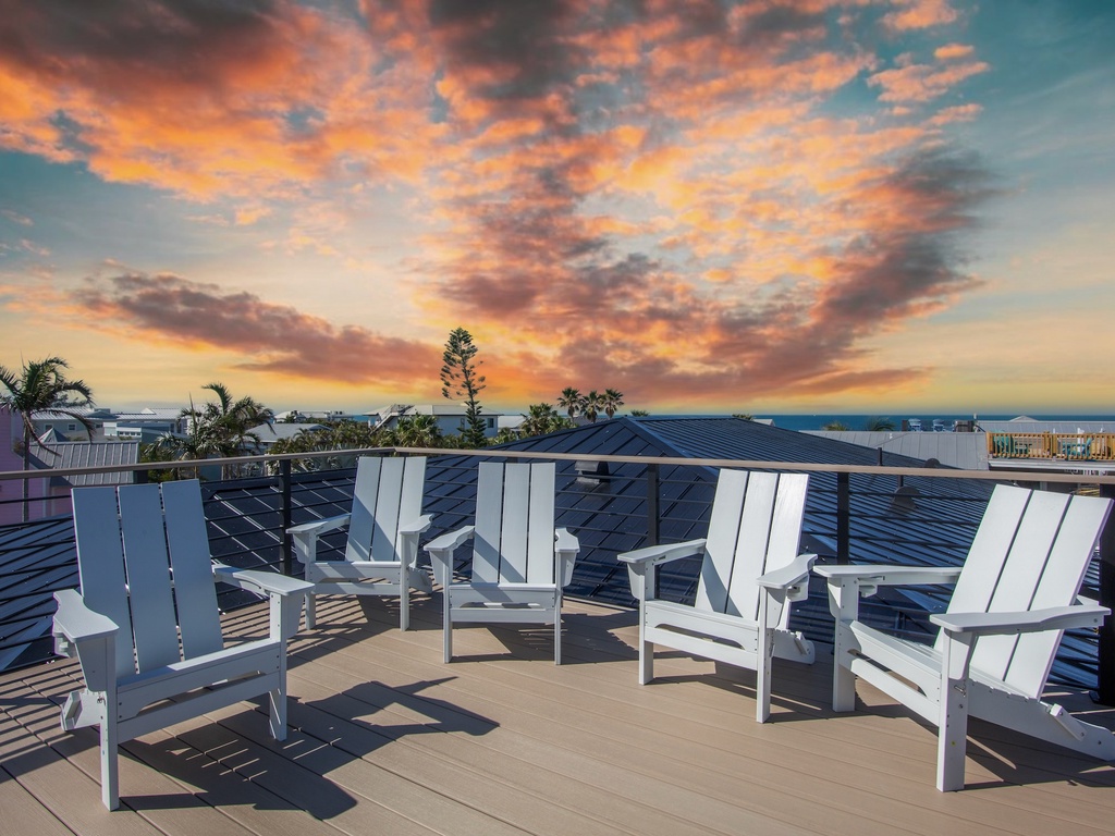 Rooftop deck with water views