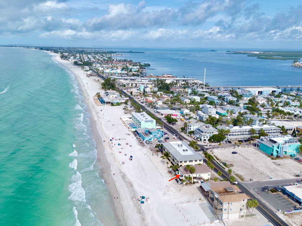 Aerial view of beachfront property