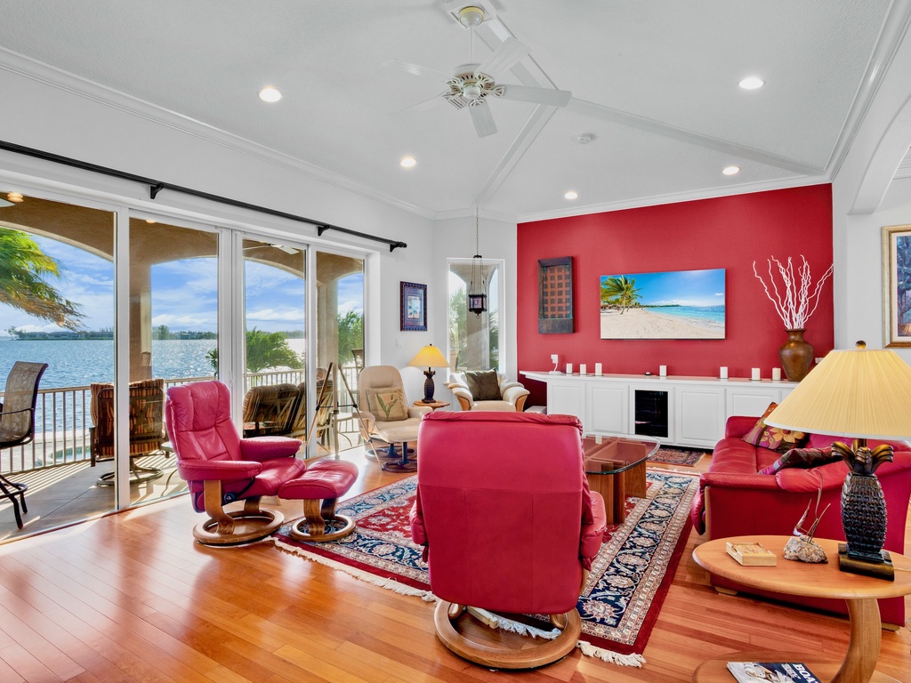 Bright living space with smart TV