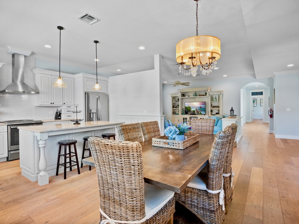 Dining table seating six guests