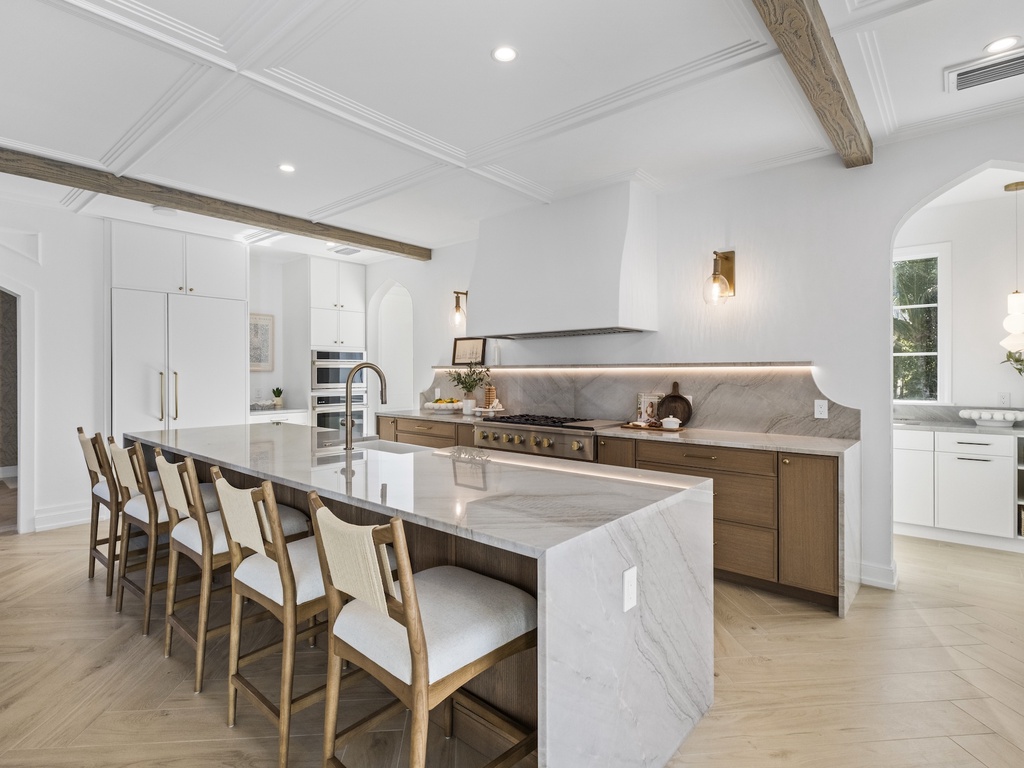 Gourmet kitchen with island seating
