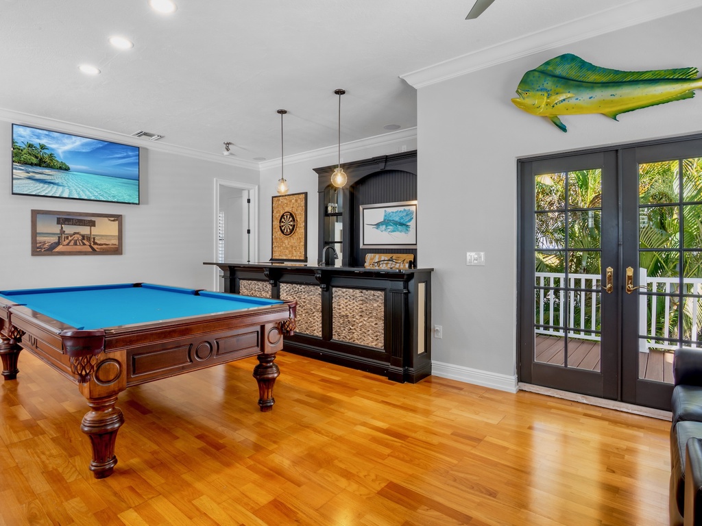 Pool table with built-in bar