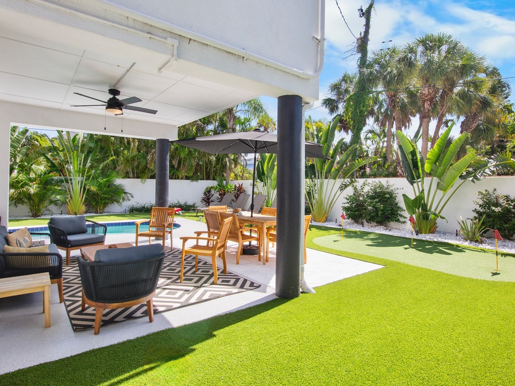 Relaxing outdoor seating space