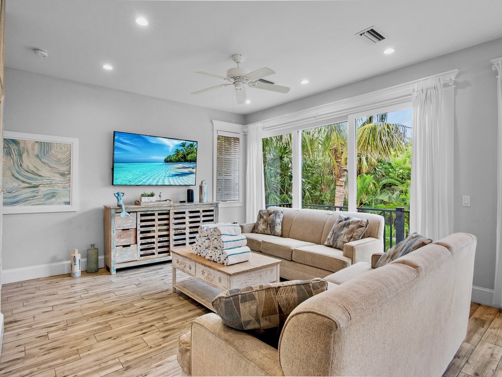 Bright living space with TV