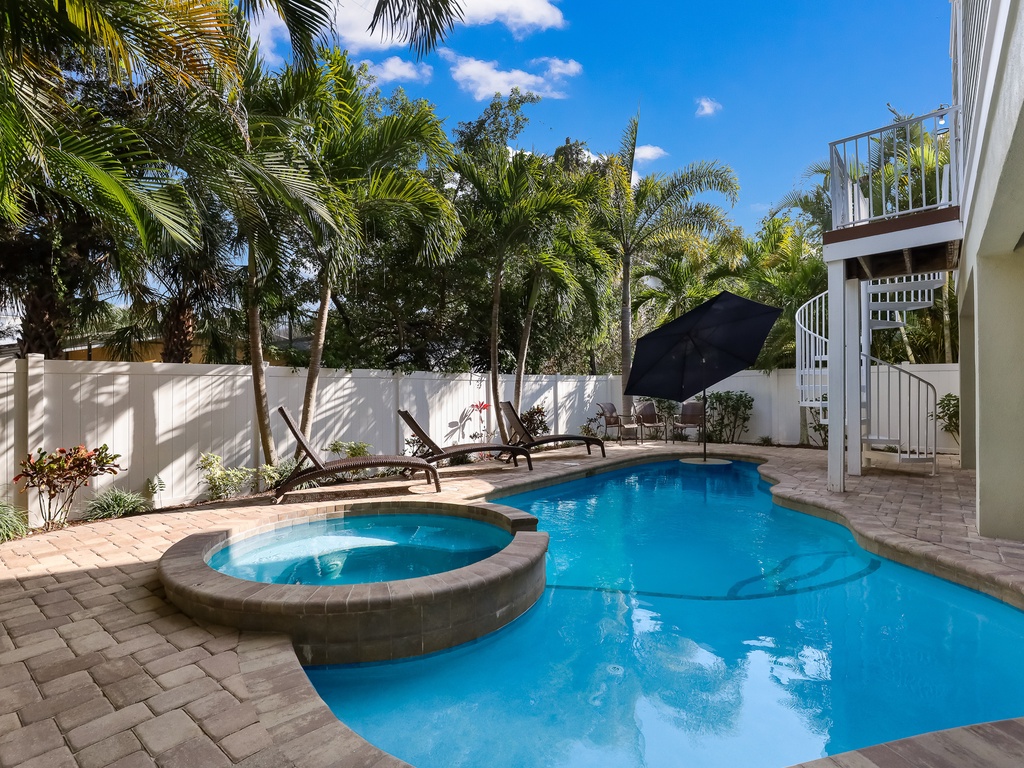 Private heated pool and spa