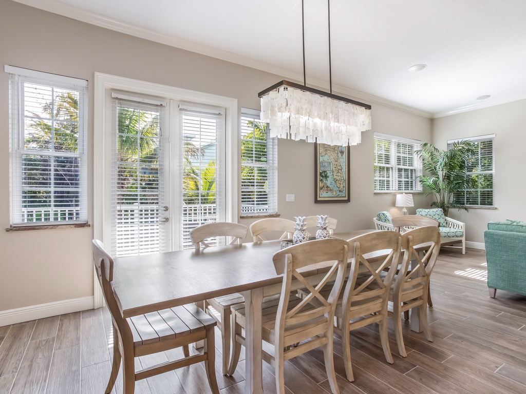 Dining to Main Floor Balcony with Seating