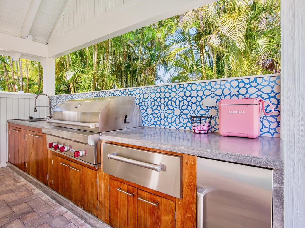 Outdoor kitchen and grill area