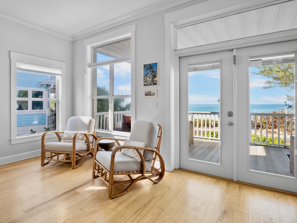 Bright seating area with stunning ocean views