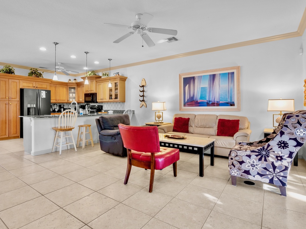 Open living and kitchen area
