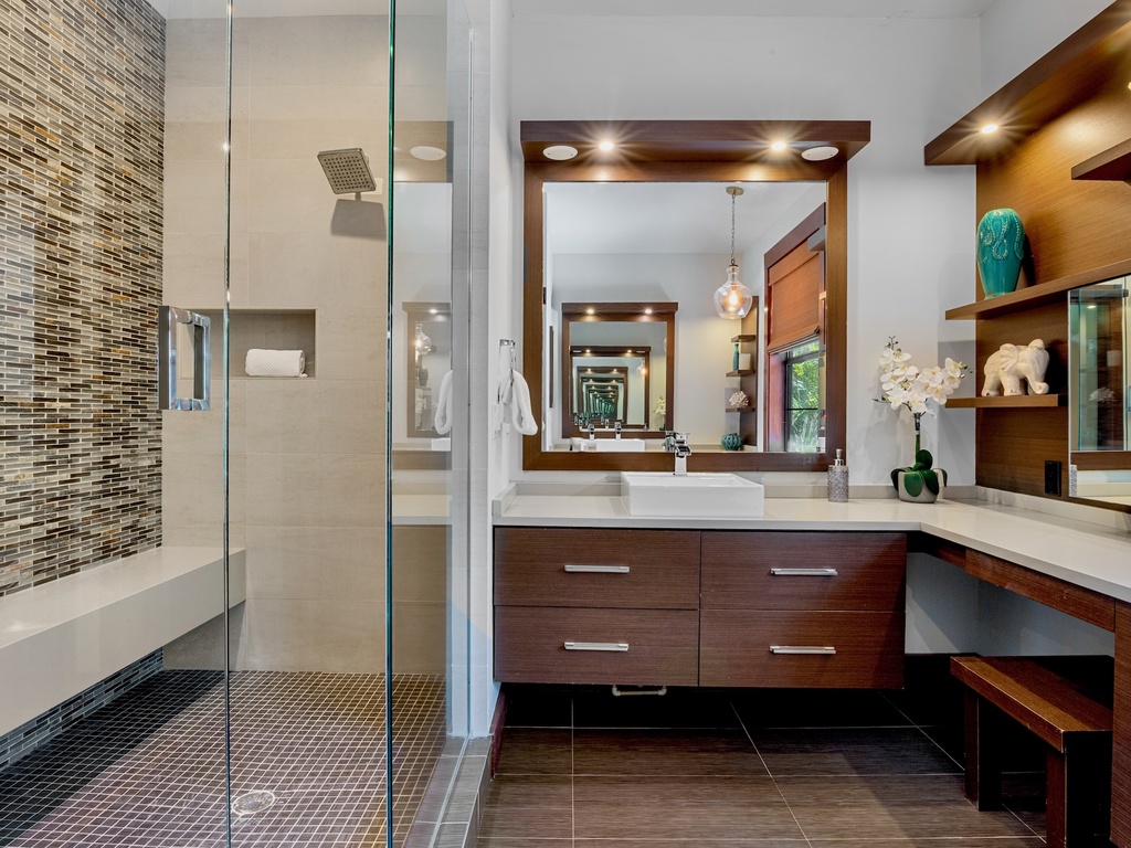Primary bathroom with walk-in shower