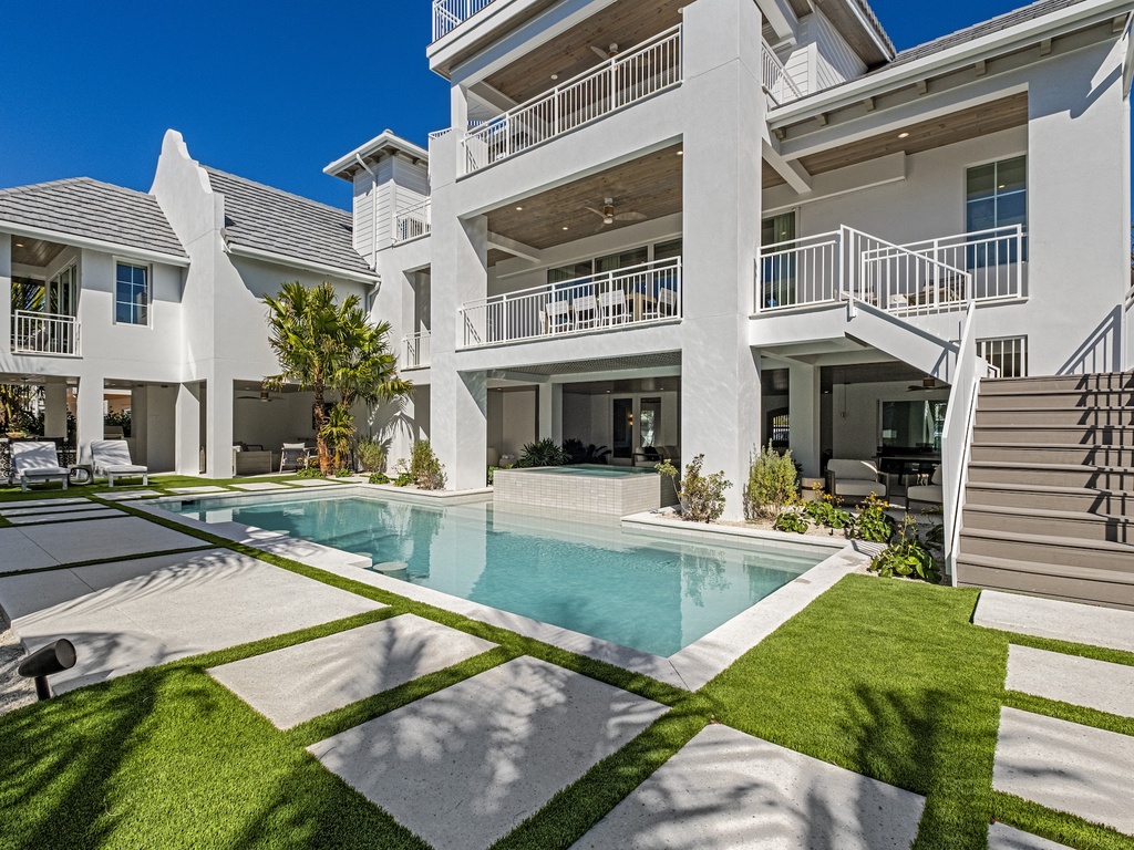 Private pool and multiple balconies