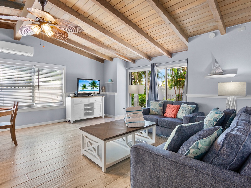 Bright living space with smart TV