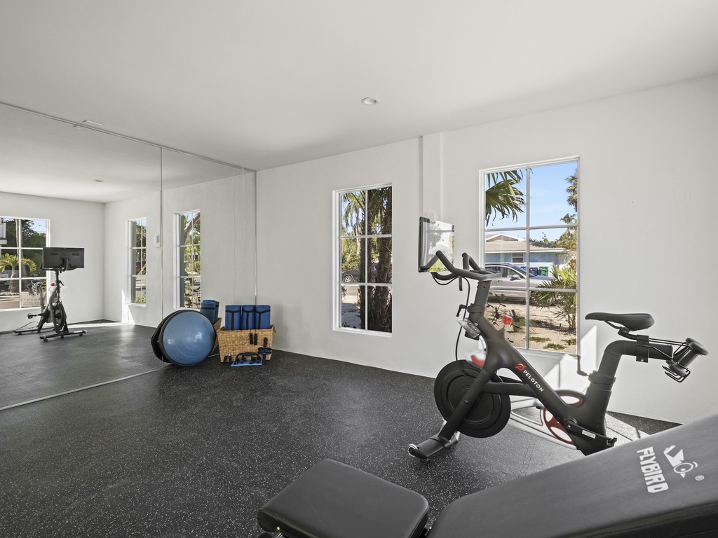 Private fitness room with tropical views