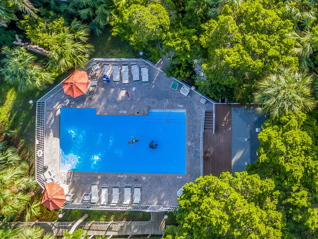 High view of the pool