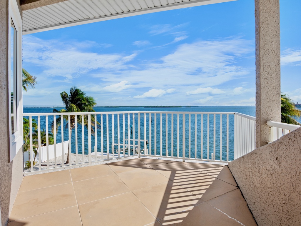Balcony with water views