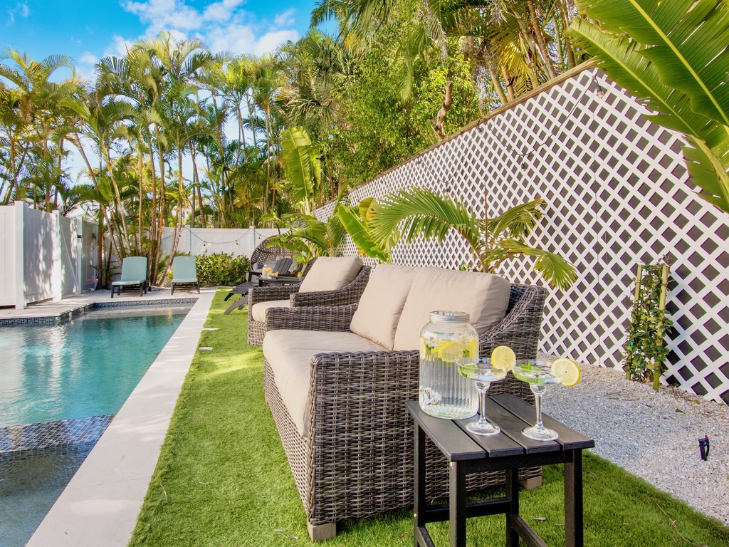 Private pool with outdoor seating
