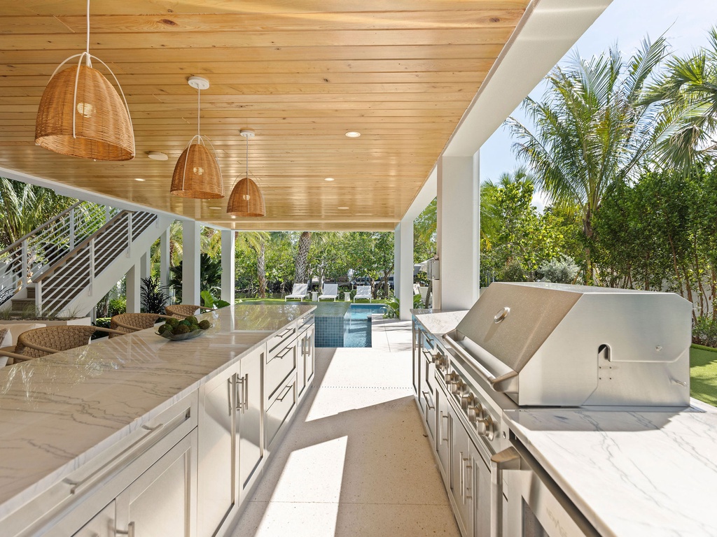 Outdoor Kitchen with Island Seating
