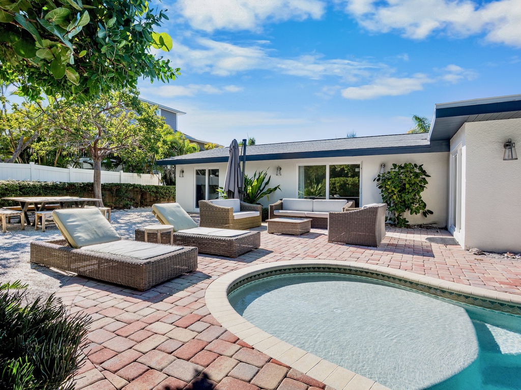 Private pool and loungers