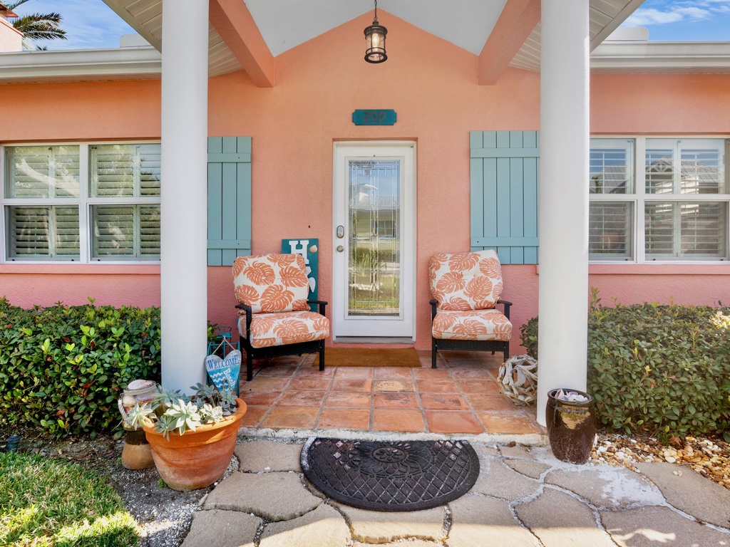 Main entrance with seating