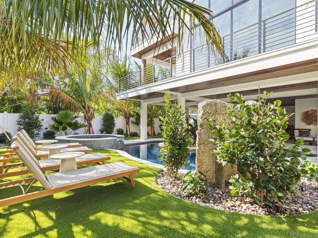 Private poolside loungers for sunbathing