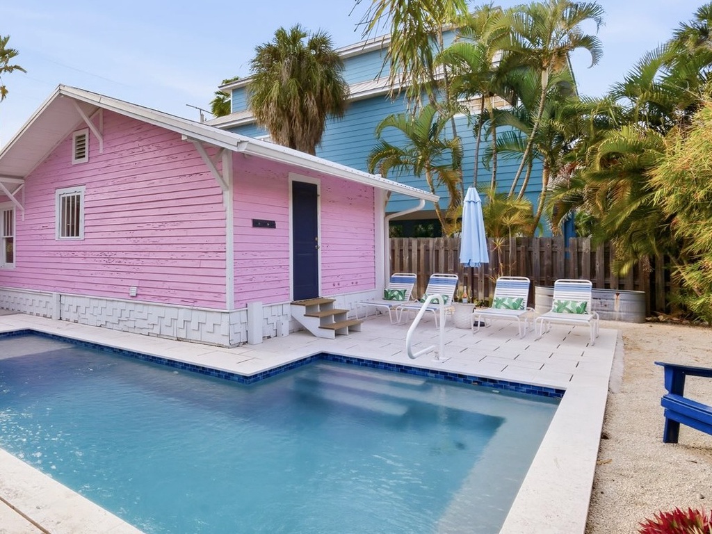 Pool area with loungers