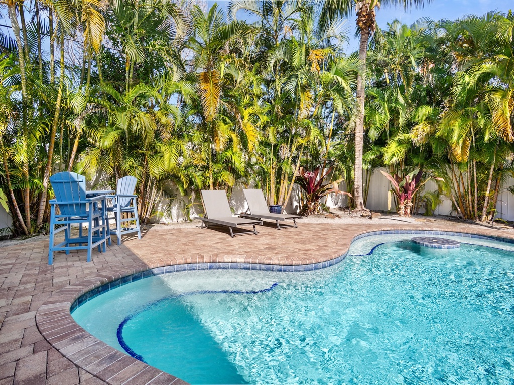 Tropical oasis with pool
