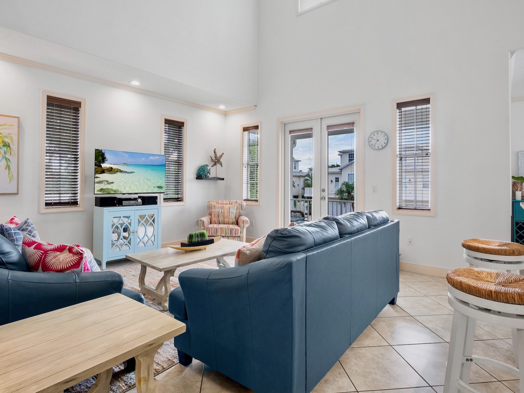 Bright living space with smart TV