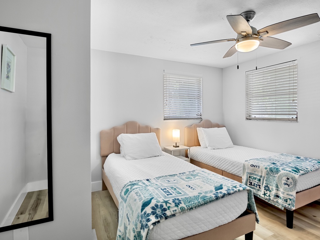 Second bedroom with two comfortable twin beds.