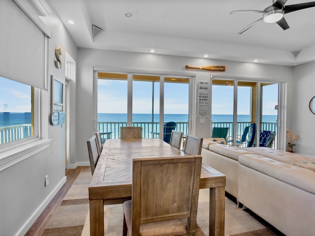 Indoor dining table with seating for six