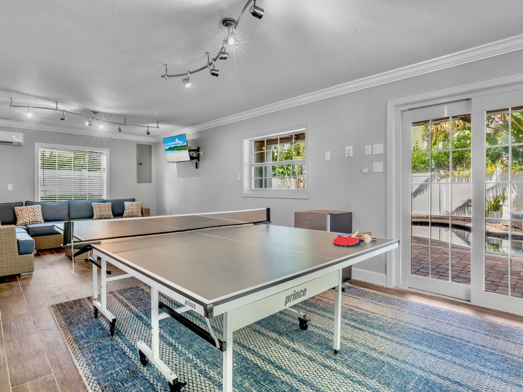 Game Room with Lounge, TV, and Ping Pong