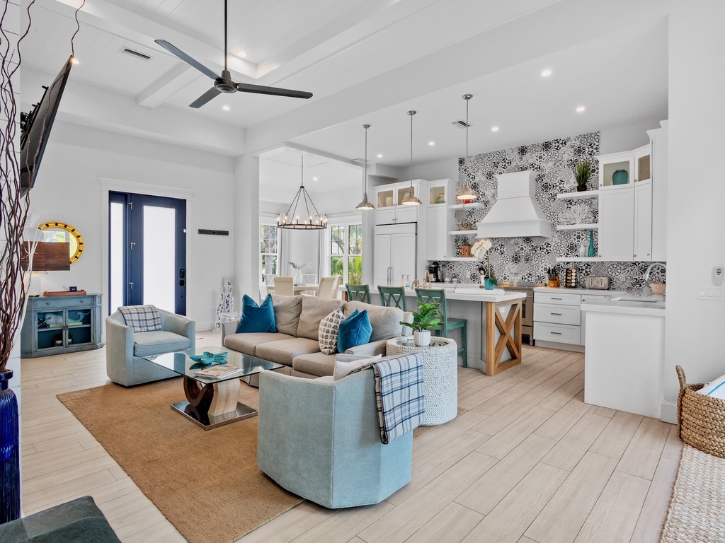 Bright, airy open concept living space, creating the perfect space to unwind and connect