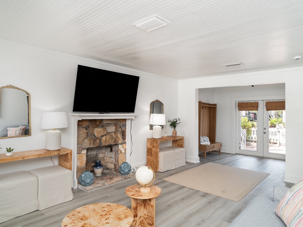 Bright living space with smart TV