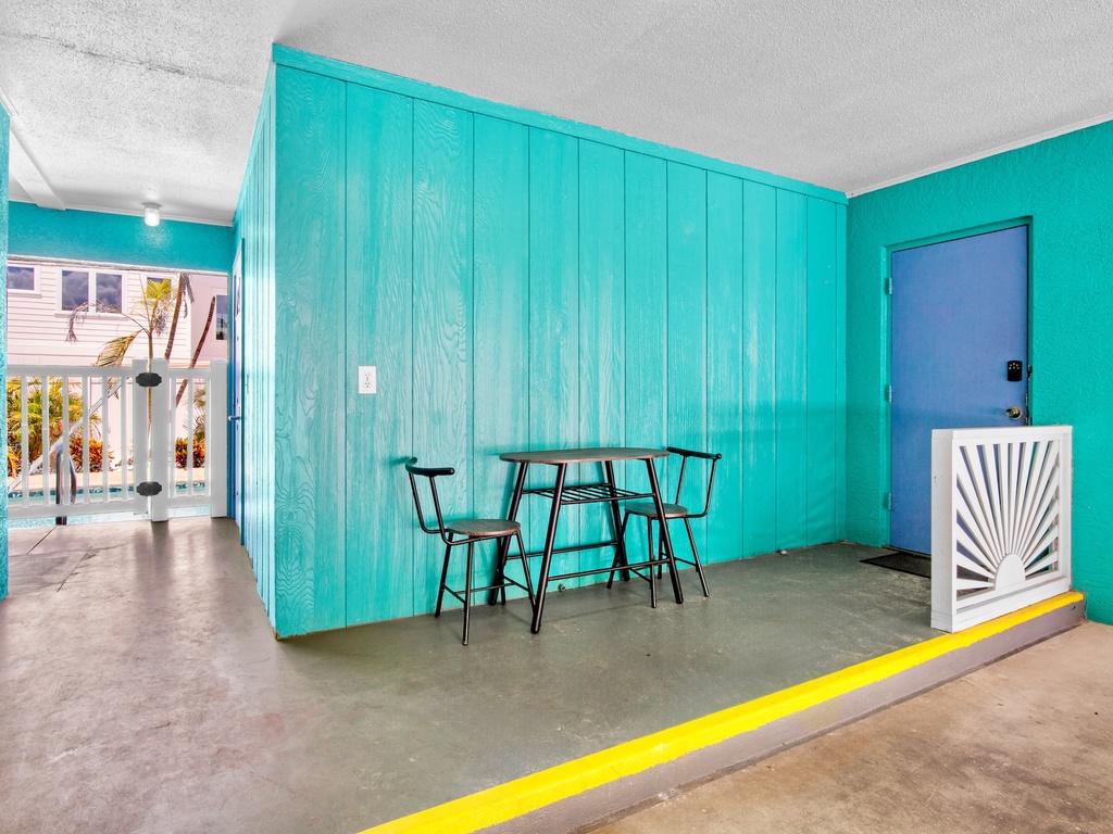 Relax in poolside seating