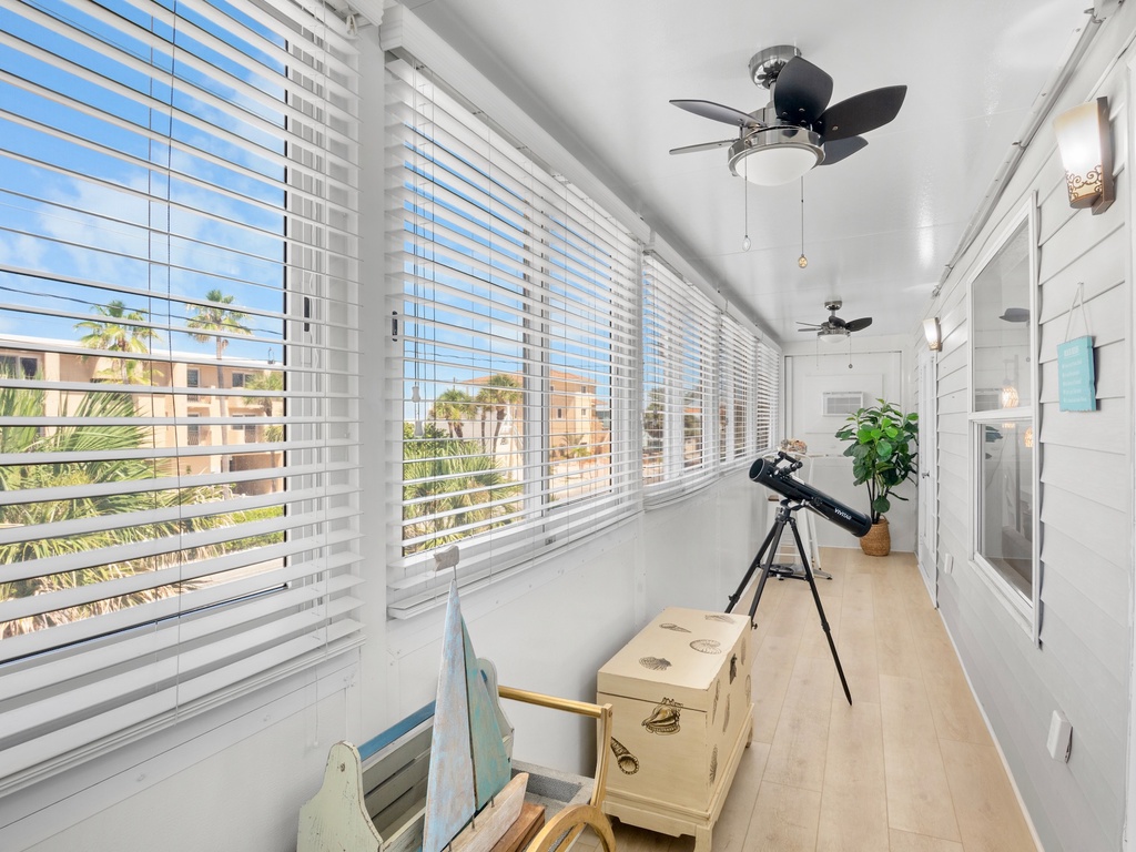 Stylish hallway with natural light