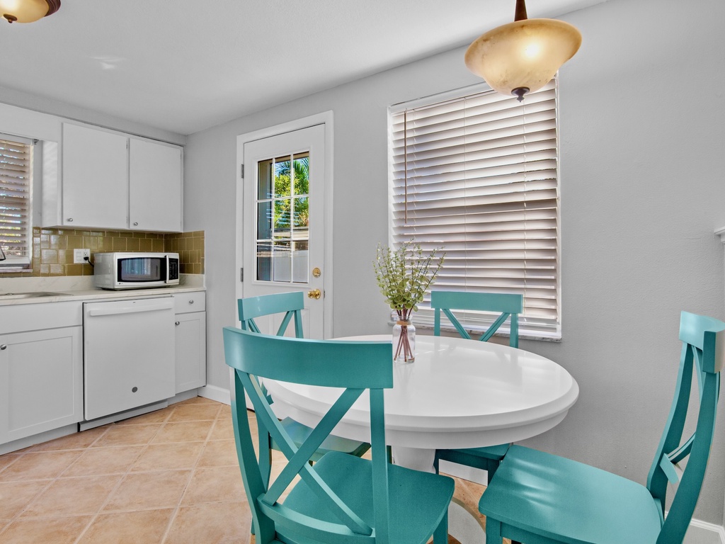 Indoor dining table with seating