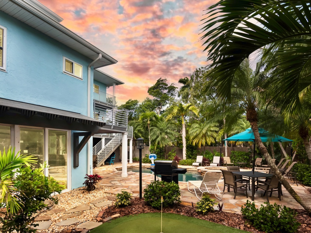 Backyard Pool, Spa, Seating Area, and BBQ Grill