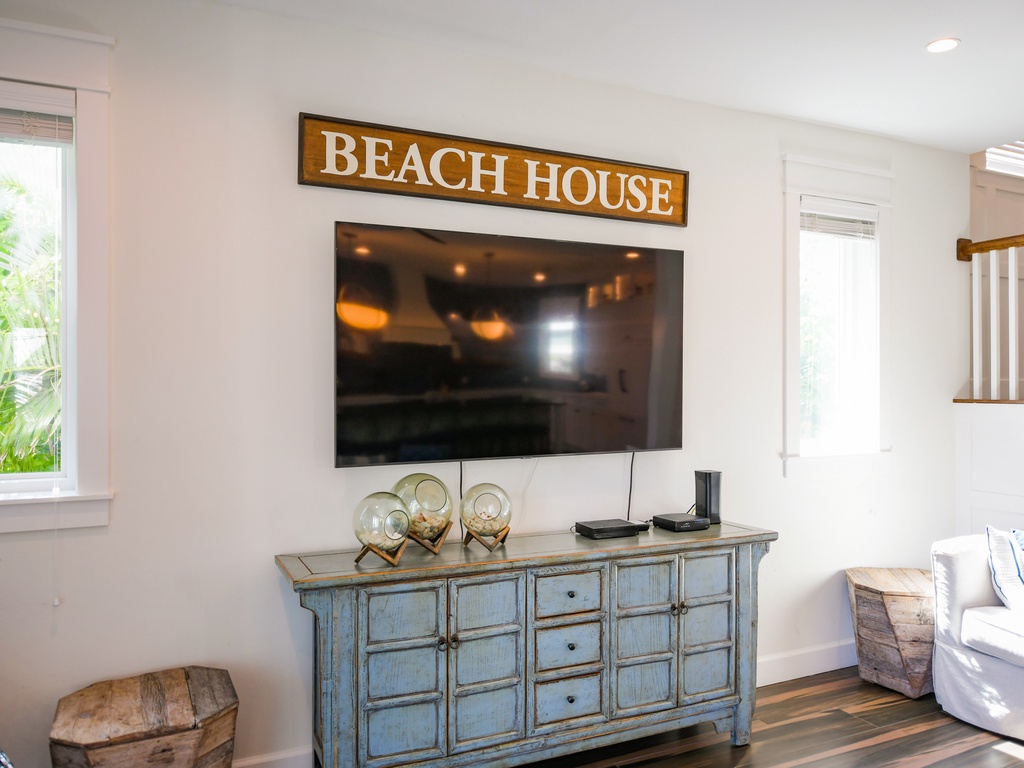 Bright living space with smart TV