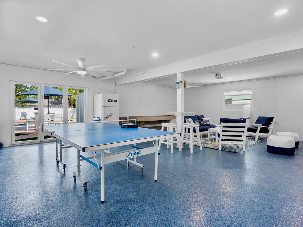 Game Room with Ping Pong Table and Lounge