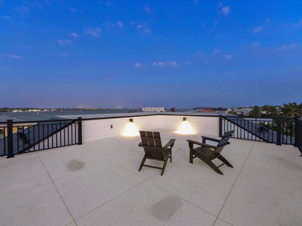 Rooftop Deck with Views at twilight