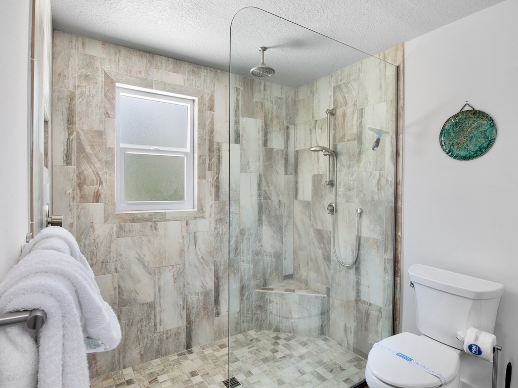 Ensuite bathroom, with a rainfall walk-in shower