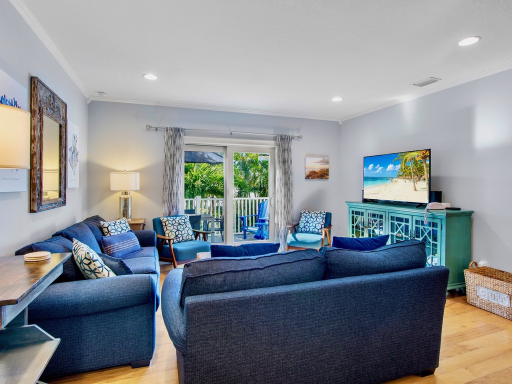 Bright living space with TV