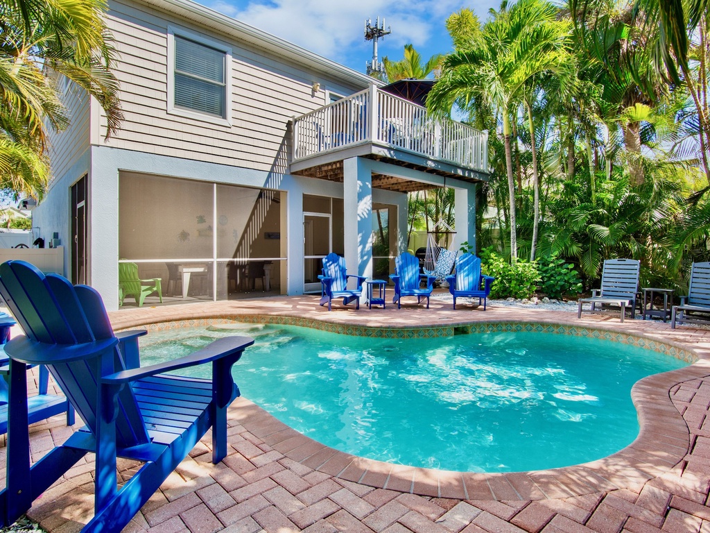 Pool area with comfortable lounge chairs