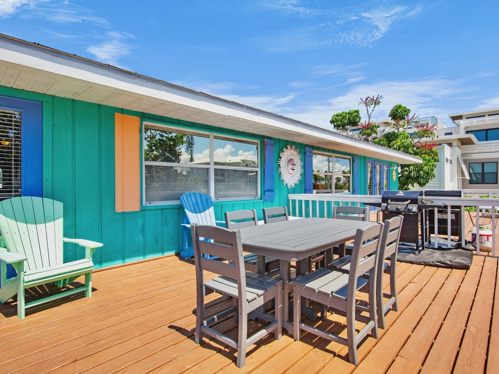 Outdoor dining table with seating for six