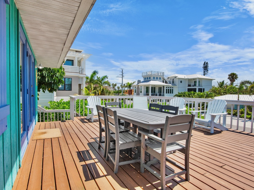 Outdoor dining table with seating for six