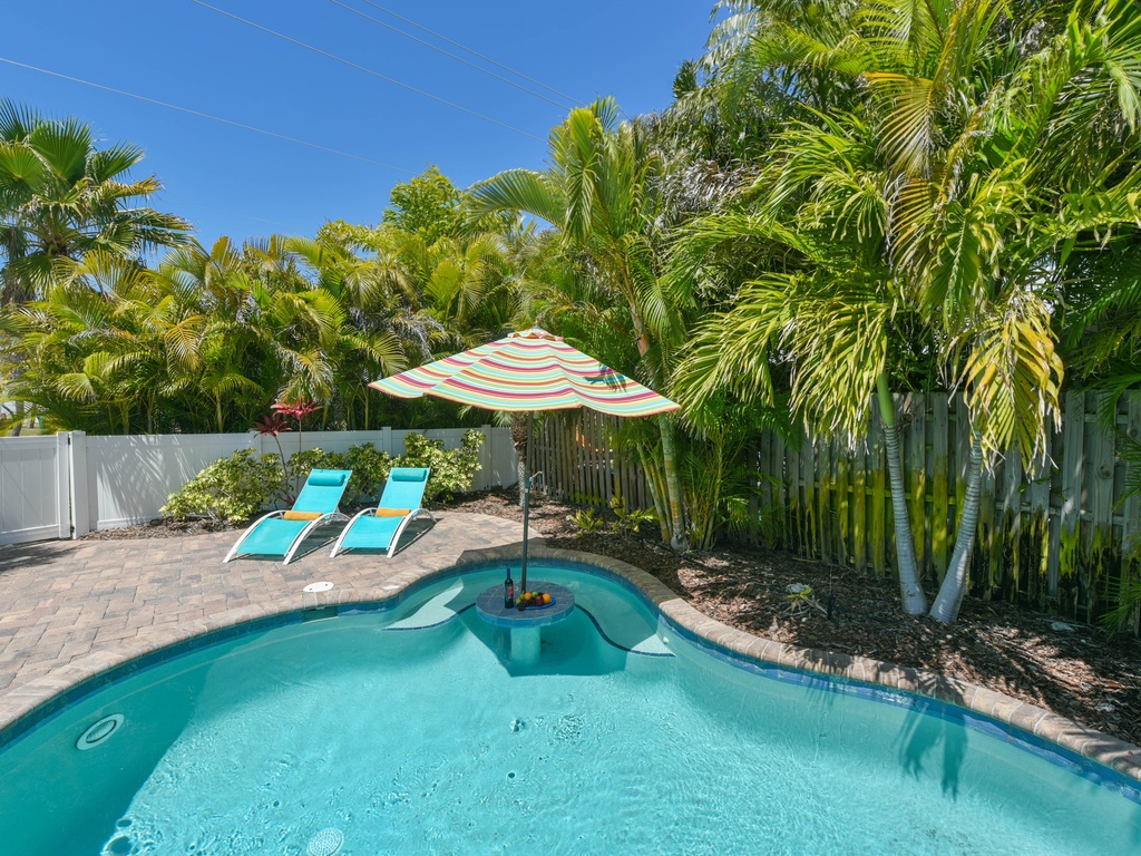 Private pool with sun shelf & swim up table