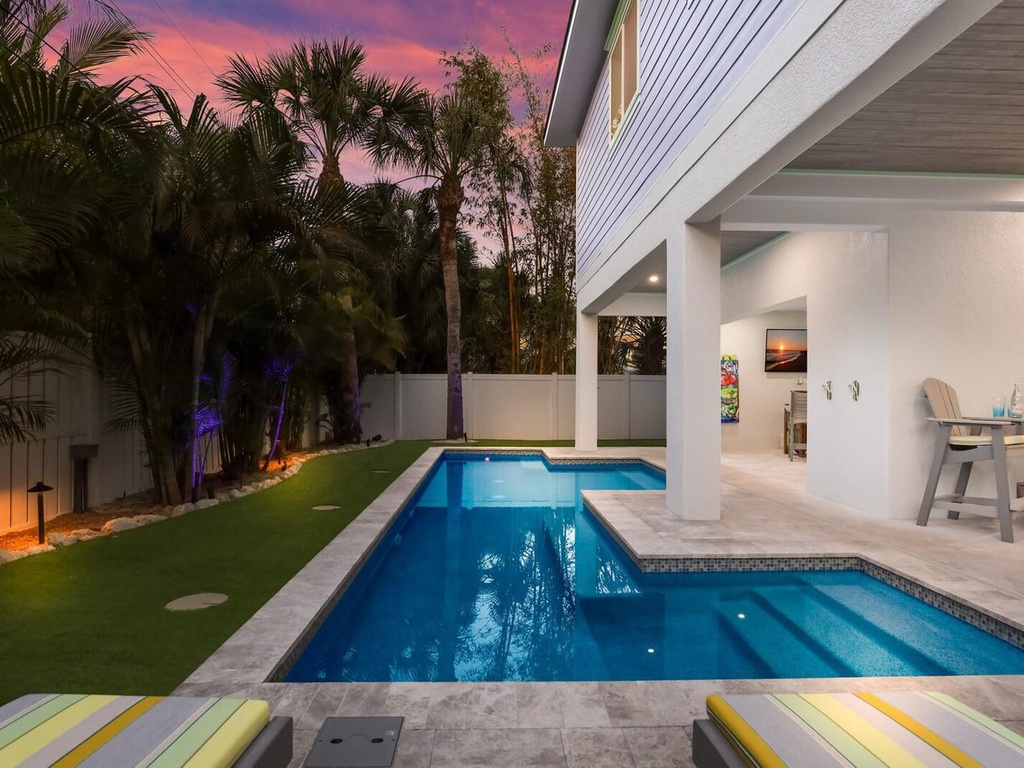 Backyard with Private Pool and BBQ Grill