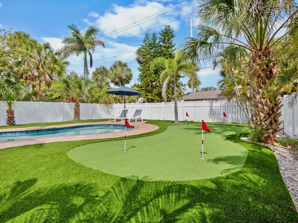 Backyard with Pool, Putting Green & Outdoor Dining