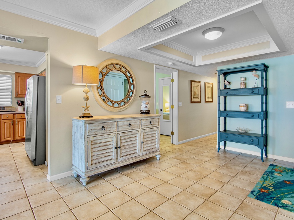 Decorated hallway with coastal accents