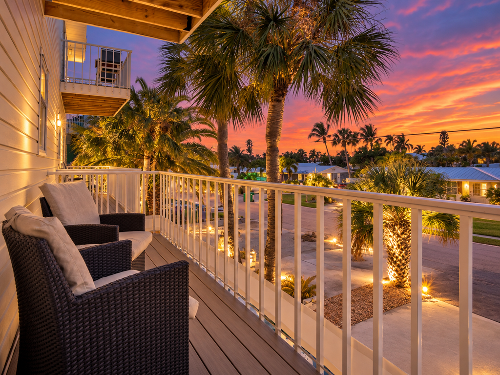 Private balcony with sunset views